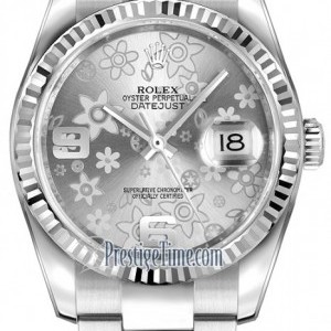 Rolex 116234 Silver Floral Oyster  Datejust 36mm Stainle 116234SilverFloralOyster 259953