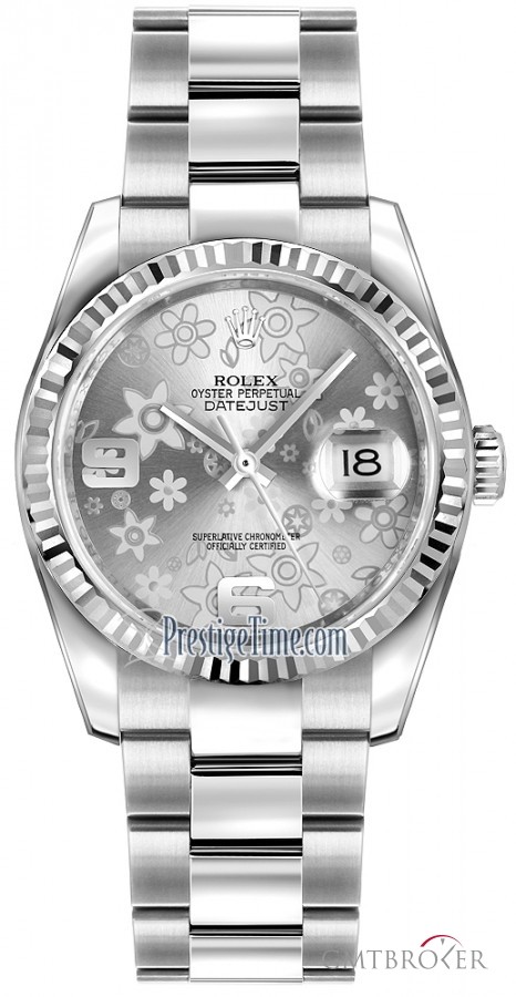 Rolex 116234 Silver Floral Oyster  Datejust 36mm Stainle 116234SilverFloralOyster 259953