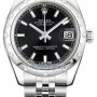 Rolex 178344 Black Index Jubilee  Datejust 31mm Stainles