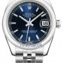Rolex 178240 Blue Index Jubilee  Datejust 31mm Stainless