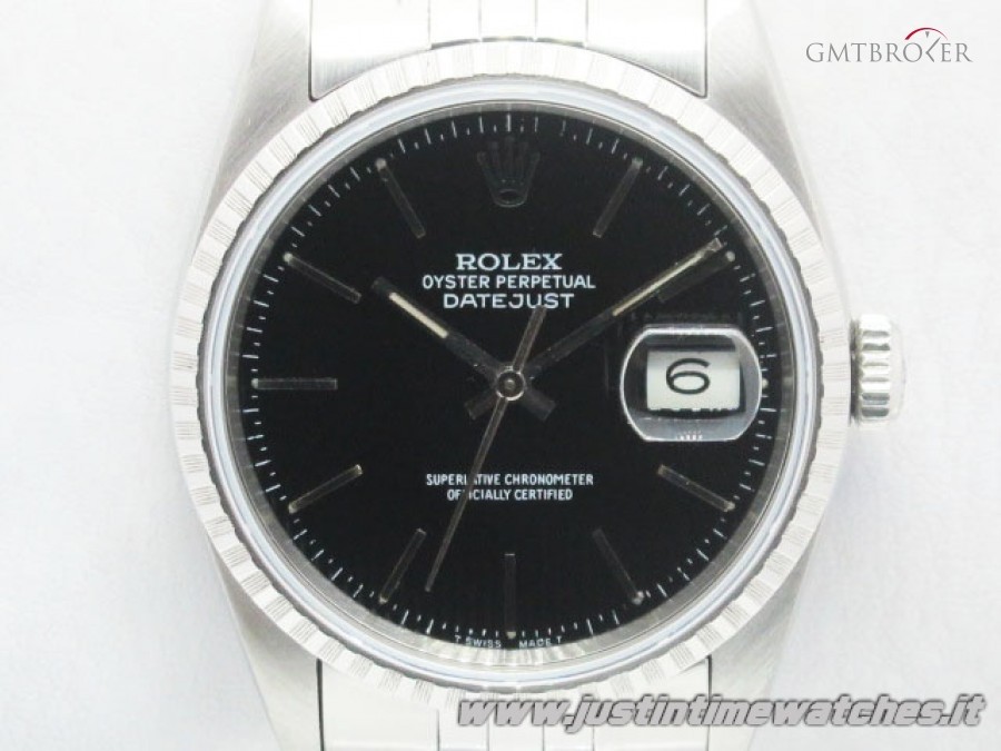 Rolex Oyster DateJust 16220 quadrante nero zigrinato ful 16220 740743