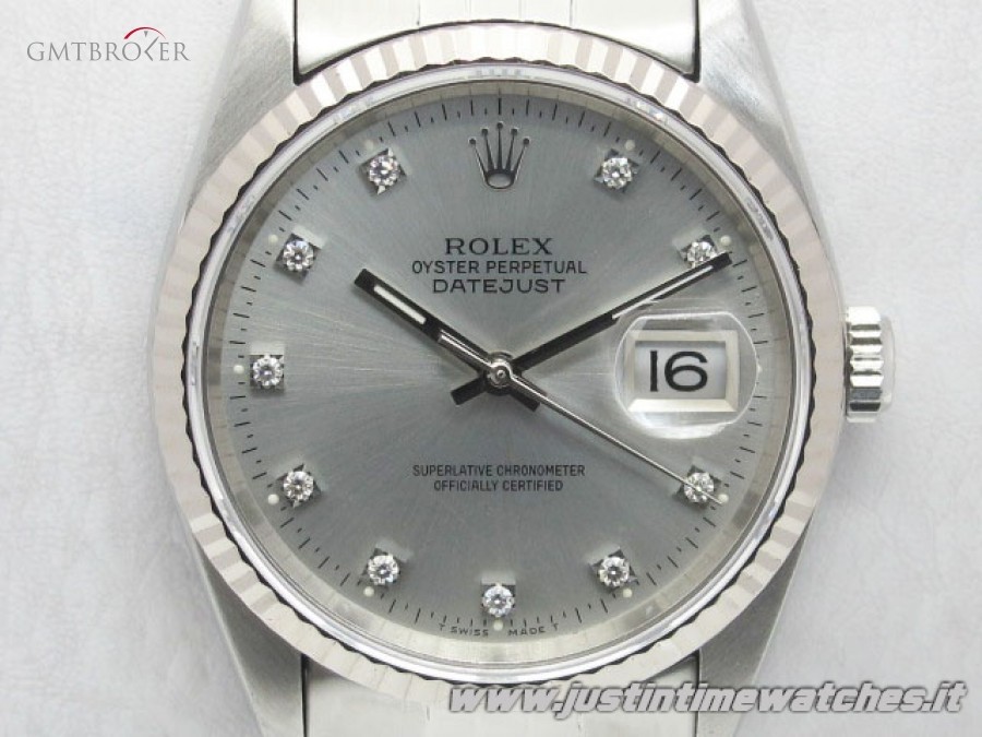 Rolex Oyster DateJust 16234 quadrante argento con diaman 16234 743457