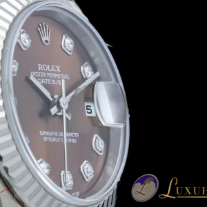 Rolex Lady-Datejust 18kt Weissgold Braun-Metallic Diaman 179179 497771