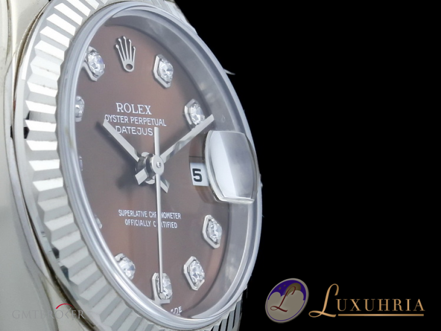 Rolex Lady-Datejust 18kt Weissgold Braun-Metallic Diaman 179179 497771