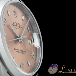 Rolex Date Edelstahl Rosa-Metallic-Zifferblatt 34mm 15200 746827