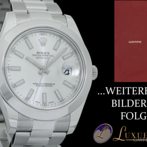 Rolex Datejust II 2 silbernes Zifferblatt LC100  41mm 116300 801588