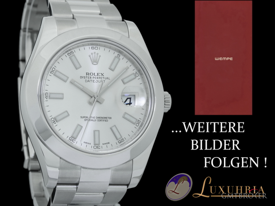 Rolex Datejust II 2 silbernes Zifferblatt LC100  41mm 116300 801588