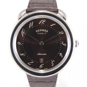 Hermès Herms Arceau Ar7 710 Steel Case On A Leather Band nessuna 597201