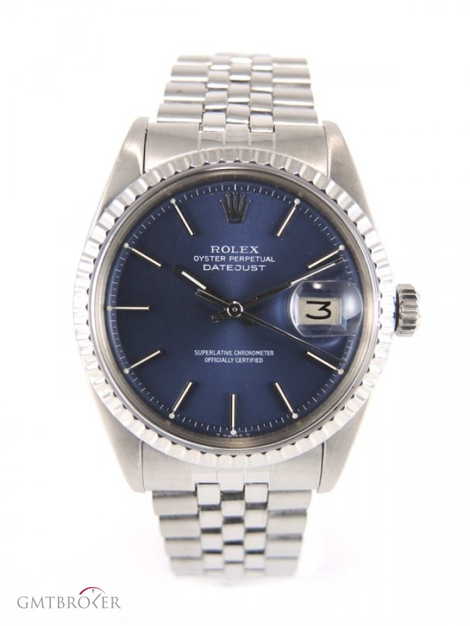 Rolex Datejust 1603 Full Steel Blue T Swiss T Dial Stick Photo 1