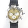 Cartier Pasha Chrono Ref 1032 Yellow Dial Steel On Leather