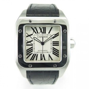 Cartier Santos 100 51 X 38 Mm Steel Case On A Leather Band nessuna 631057