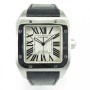 Cartier Santos 100 51 X 38 Mm Steel Case On A Leather Band