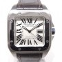 Cartier Santos 100 51 X 38 Mm Steel Case On A Leather Band