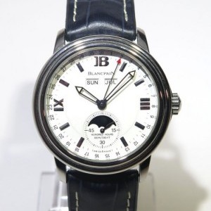 Blancpain Leman Moonphase 2763 Full Set Steel On Leather Whi nessuna 536077