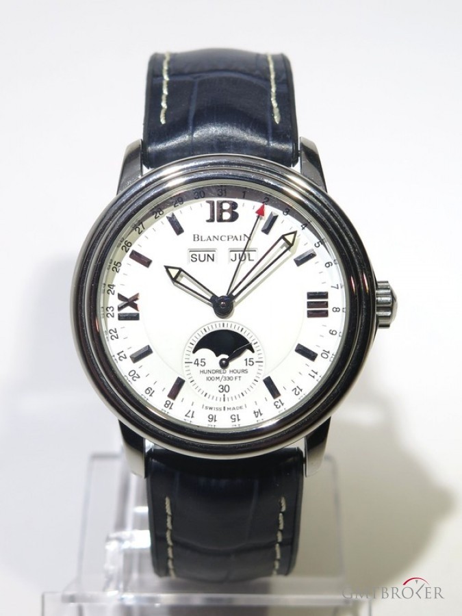 Blancpain Leman Moonphase 2763 Full Set Steel On Leather Whi nessuna 536077