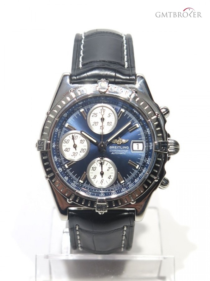 Breitling Chronomat A13050 Blue Dial Full Set Steel On Leath nessuna 536861
