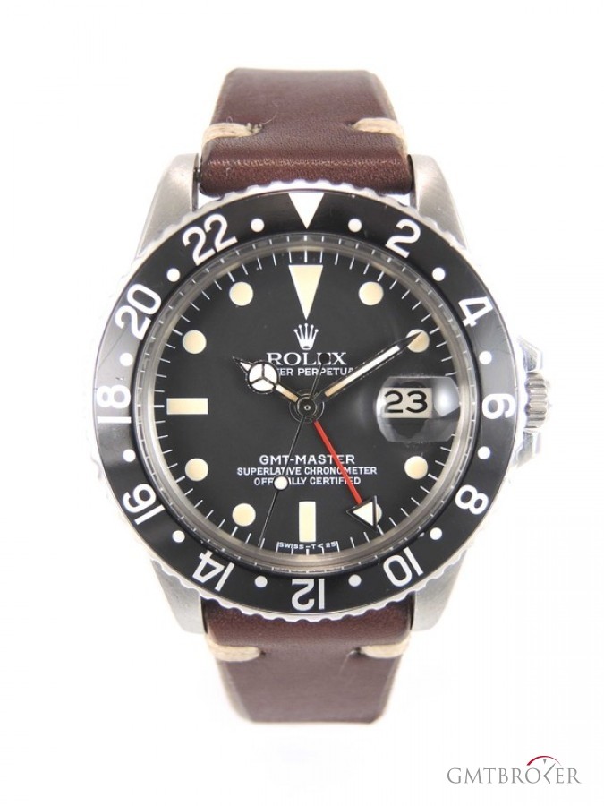 Rolex Gmt Master 1675 Steel Case On A Leather Band Black nessuna 704771