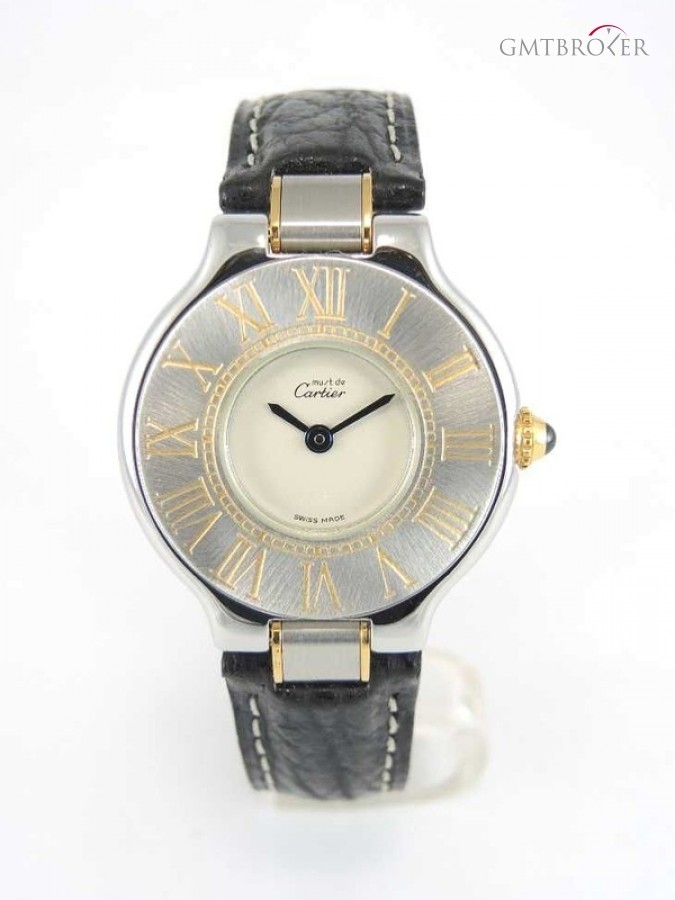 Cartier Must 21 1340 Steel Gold Case On Leather Strap nessuna 584161