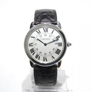 Cartier Ronde Solo Full Set Steel Case On A Leather Band W nessuna 486939