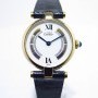 Cartier Must 590004 Gold Plated On Leather White Dial Fold