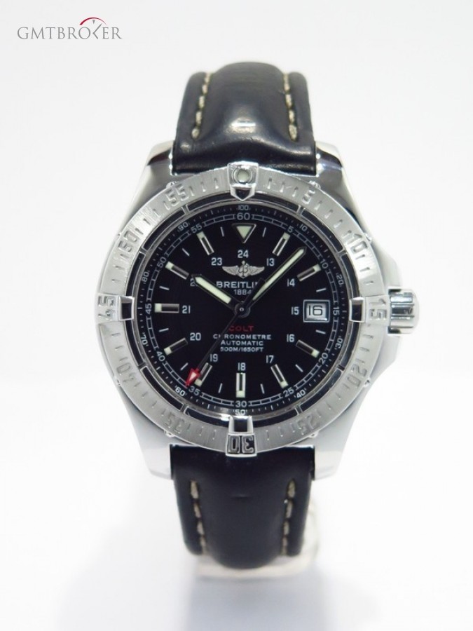 Breitling Colt A17380 Steel On Leather Black Dial Date Autom nessuna 508995