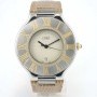 Cartier Must 21 Or Acier Date Steel And Gold Case On Leath