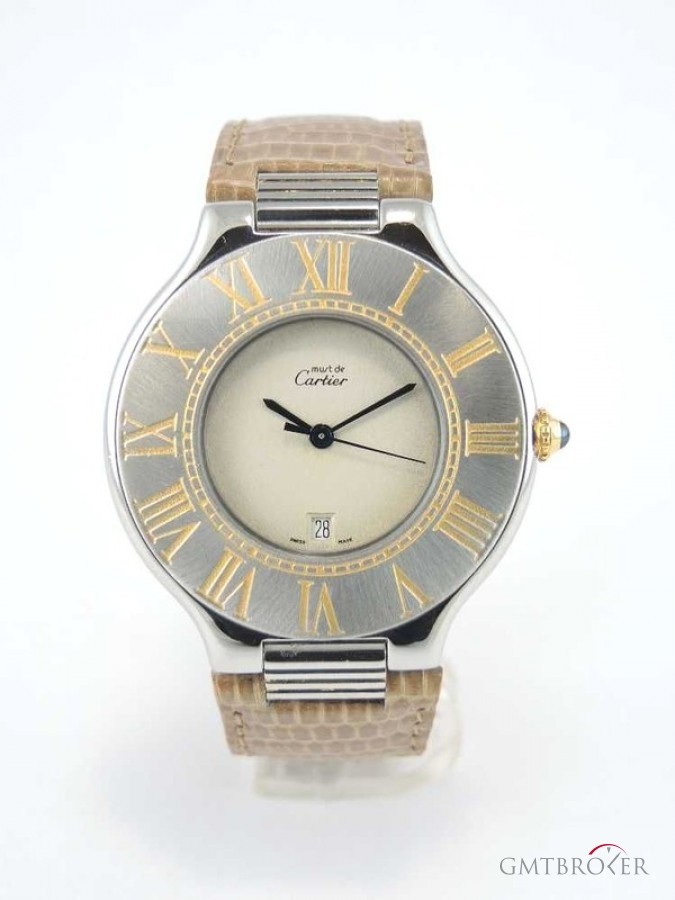 Cartier Must 21 Or Acier Date Steel And Gold Case On Leath nessuna 581277