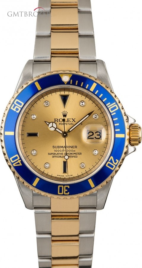 Rolex Mens  Submariner 16613 Champagne Serti Dial Dial 842685
