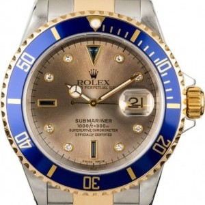 Rolex Submariner 16613 Serti Dial with Gold-Thru Clasp Clasp 836593