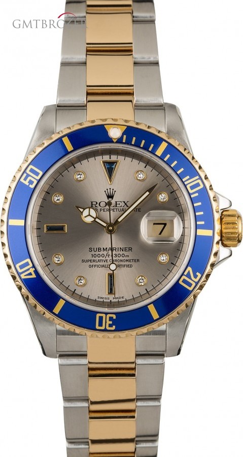 Rolex Used  Serti Submariner 16613 Silver Dial 16613 849488