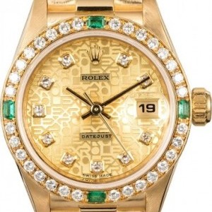 Rolex Ladies President 69078 Diamonds  Emeralds Emeralds 773367