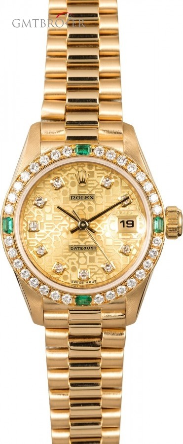 Rolex Ladies President 69078 Diamonds  Emeralds Emeralds 773367