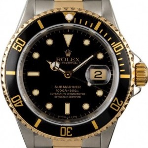 Rolex Used  Submariner 16613 Black Dial Two Tone Watch 16613 834865