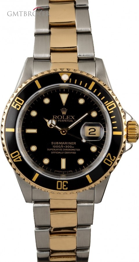 Rolex Used  Submariner 16613 Black Dial Two Tone Watch 16613 834865