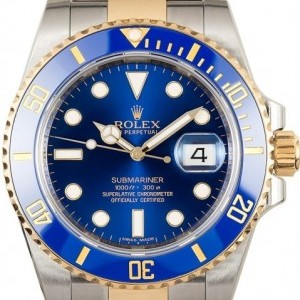 Rolex Used  Submariner 116613LB Sunburst Blue Luminous D Dial 843172