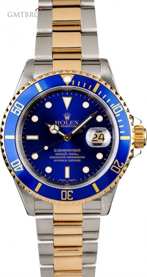 Rolex Two Tone  Submariner 16613 Blue Dial Dial 814145
