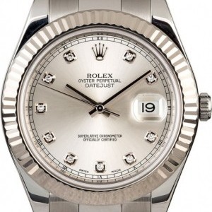 Rolex PreOwned  Datejust 116334 Silver Diamond Dial 116334 846082