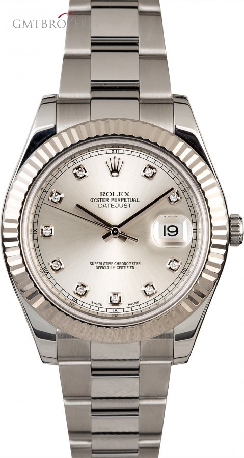 Rolex PreOwned  Datejust 116334 Silver Diamond Dial 116334 846082