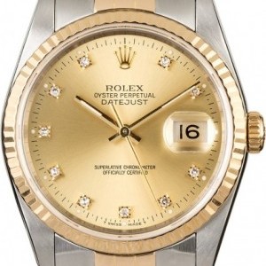 Rolex Pre-Owned  Datejust 16233 Champagne Diamond Dial Dial 817340