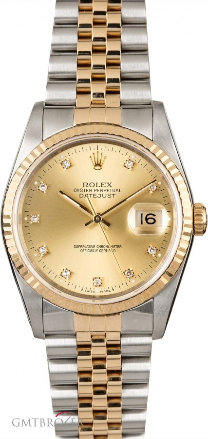 Rolex Pre-Owned  Datejust 16233 Champagne Diamond Dial Dial 817340