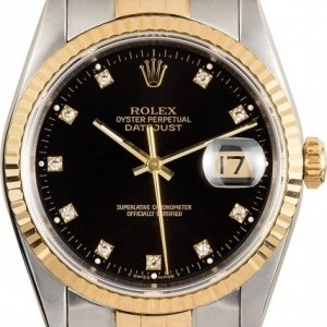 Rolex PreOwned  Datejust 16233 Black Diamond Dial Dial 836278
