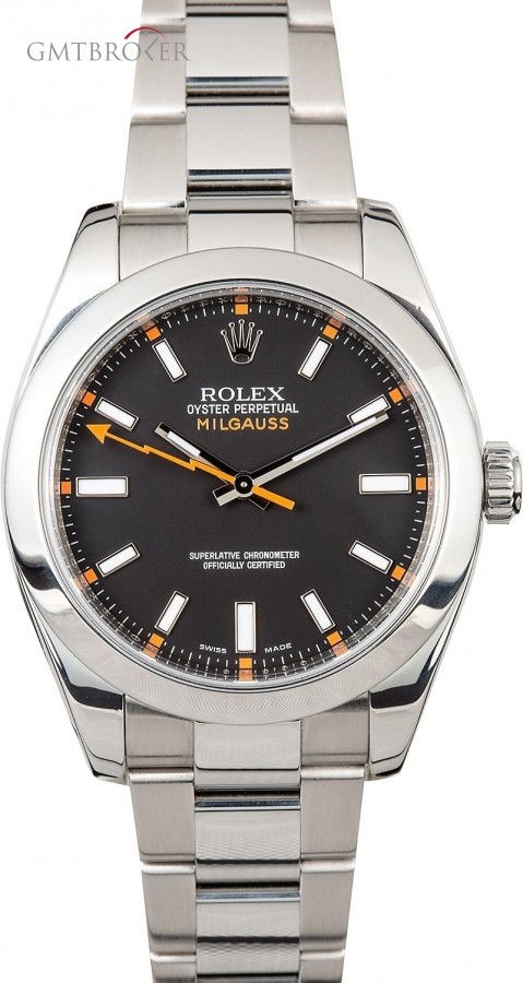 Rolex Milgauss 116400 Black Dial with Orange Accents 116400 824516
