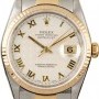 Rolex Mens  Datejust 16233 Ivory Pyramid Roman Dial