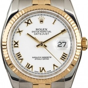Rolex DateJust 116233 Two Tone Jubilee White Roman Dial Dial 833051
