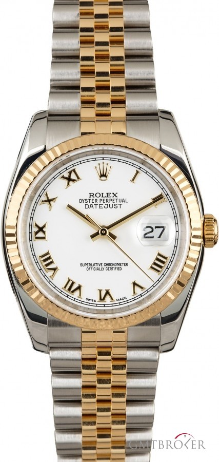 Rolex DateJust 116233 Two Tone Jubilee White Roman Dial Dial 833051