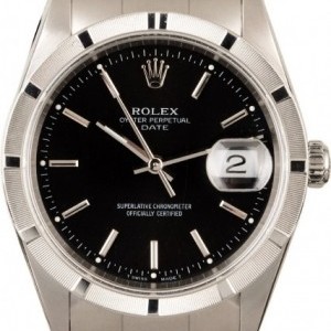 Rolex PreOwned  Date 15210 Black Dial Steel Watch Watch 852182