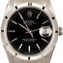 Rolex PreOwned  Date 15210 Black Dial Steel Watch