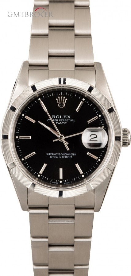 Rolex PreOwned  Date 15210 Black Dial Steel Watch Watch 852182