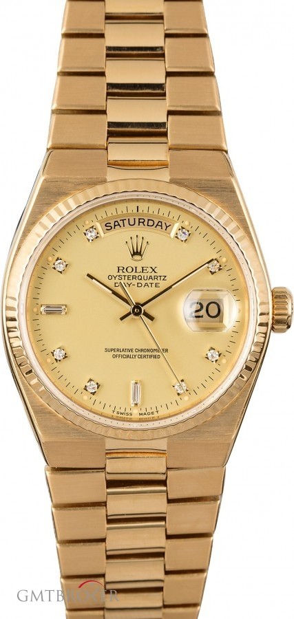 Rolex OysterQuartz Day-Date 19018 Yellow Gold Integral B Bracelet 827846