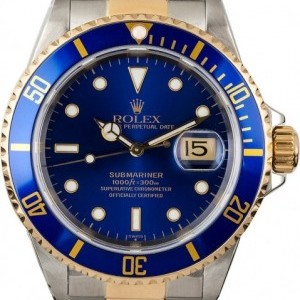 Rolex Mens  Submariner 16613 Blue Luminescent Dial Dial 830924